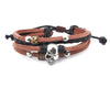 leather multistrand bracelet skull charm - boom-ibiza