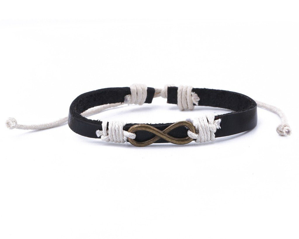 Leather Bracelet Brass infinity brown - boom-ibiza