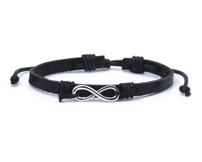 Leather Bracelet metal infinity Black - boom-ibiza