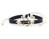 Leather Bracelet Brass anchor black - boom-ibiza