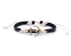 Leather Bracelet Brass love anchor black - boom-ibiza