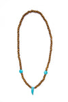 Beads neckalce wooden round beads turquoise tooth - boom-ibiza