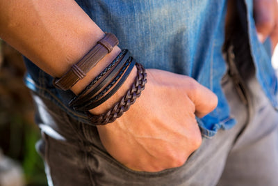 leather bracelet multistrand - four waves - boom-ibiza