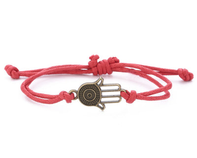 String Bracelet Brass Hamsa - Red - boom-ibiza