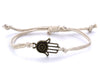 String Bracelet Brass Hamsa - White - boom-ibiza