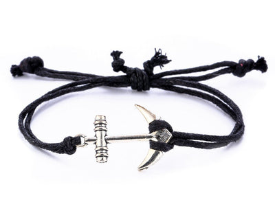 String Bracelet Metal Anchor - Black - boom-ibiza