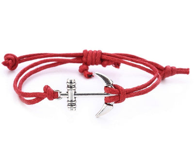 String Bracelet Metal Anchor - Red - boom-ibiza