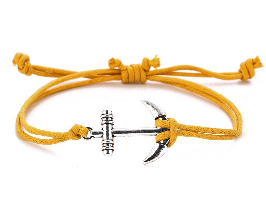 String Bracelet Metal Anchor - Yellow - boom-ibiza