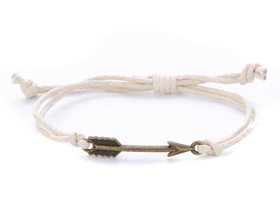 String Bracelet Brass Arrow - White - boom-ibiza