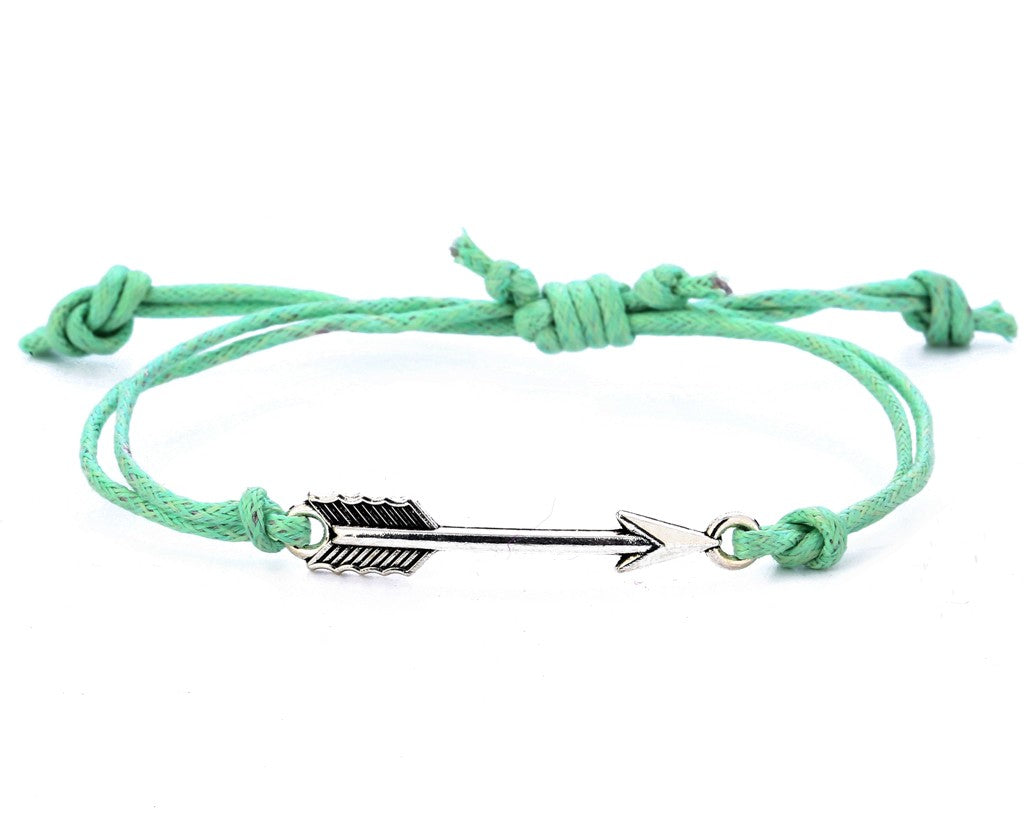 String Bracelet Metal Arrow - Green