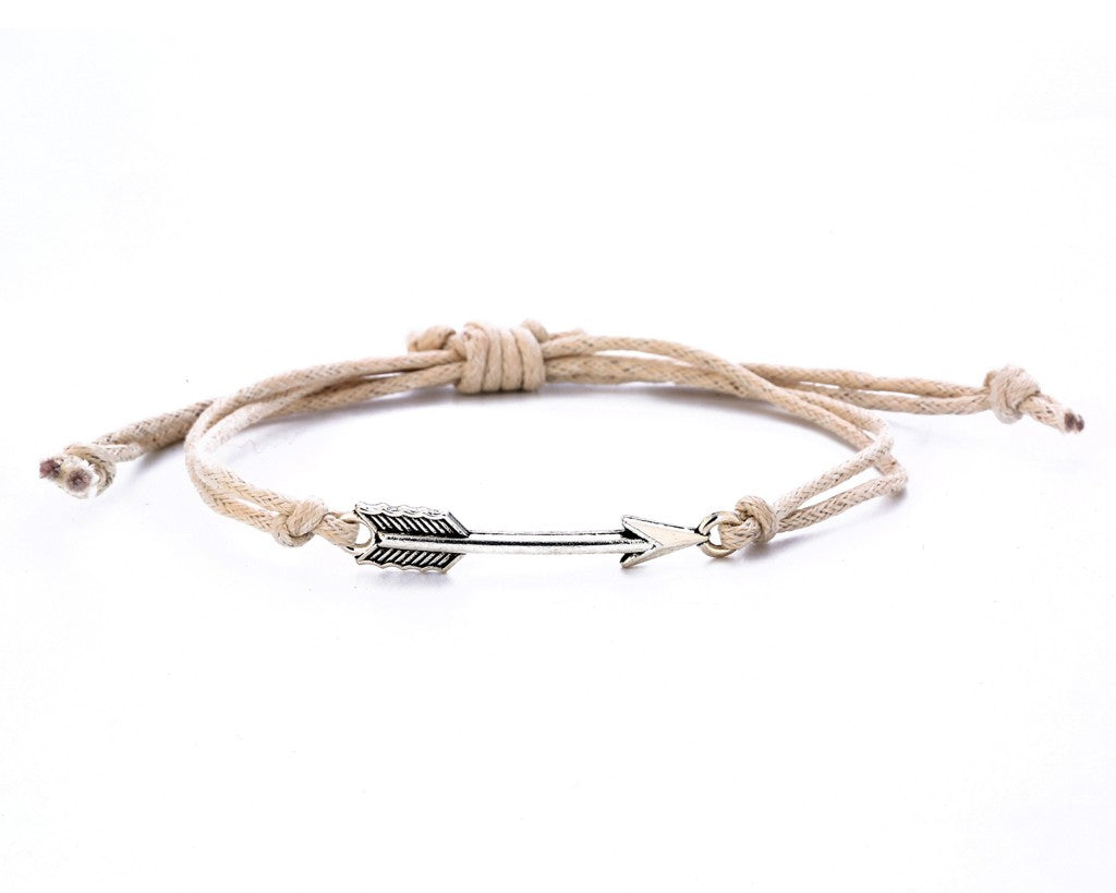 String Bracelet Metal Arrow - White - boom-ibiza