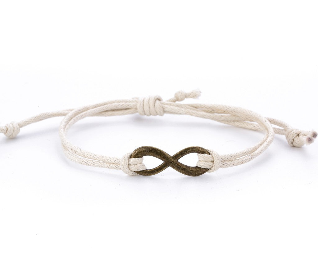 String Bracelet Brass Infinity - White - boom-ibiza