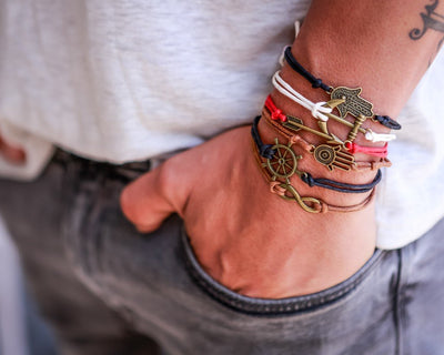 String Bracelet Metal  Hamsa - Red - boom-ibiza