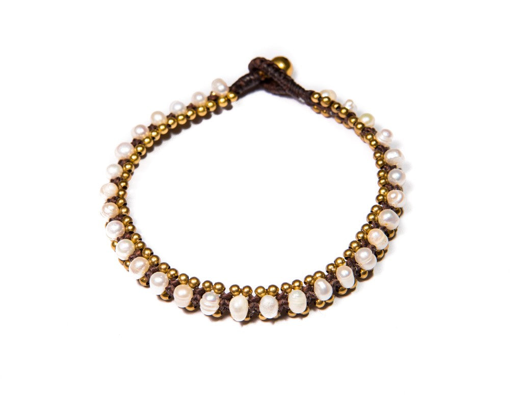 Anklet - Brass & Pearl Anklet