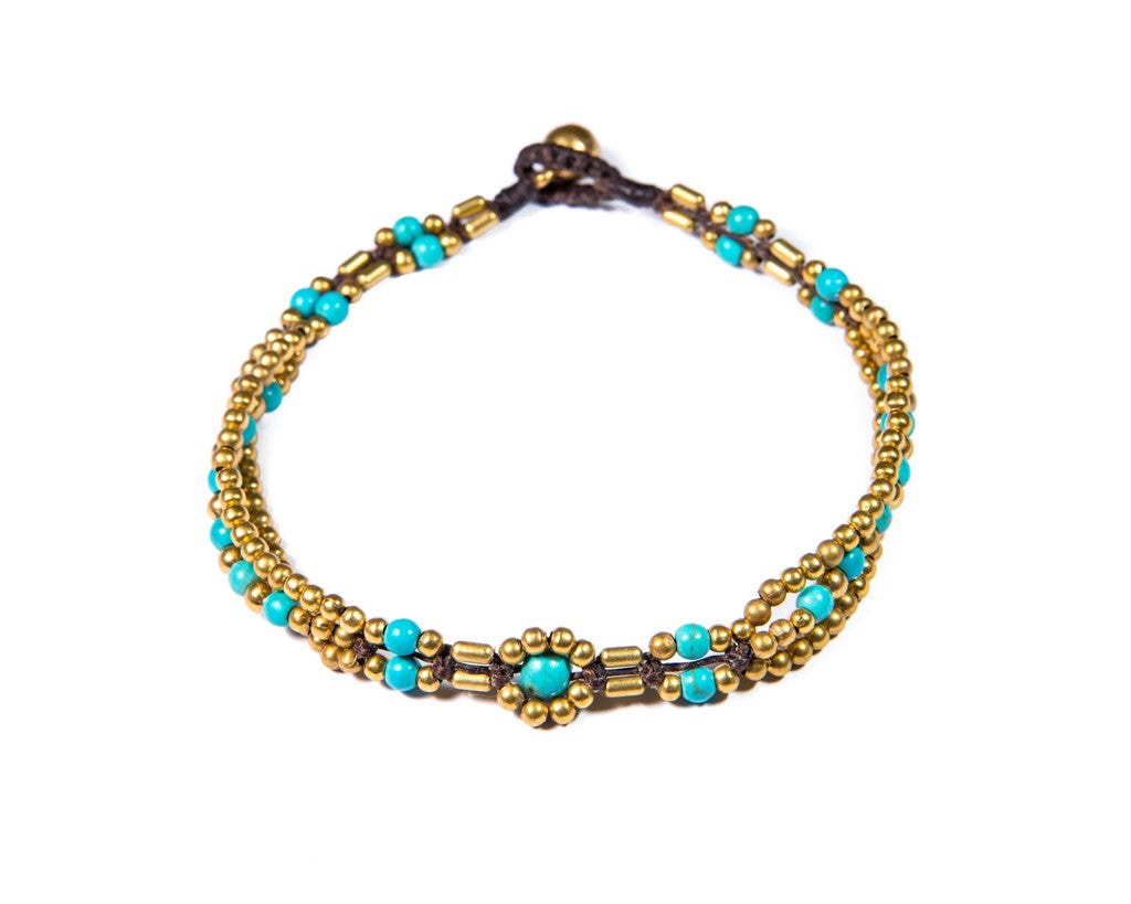 Anklet  -  Brass & Turquoise Anklet