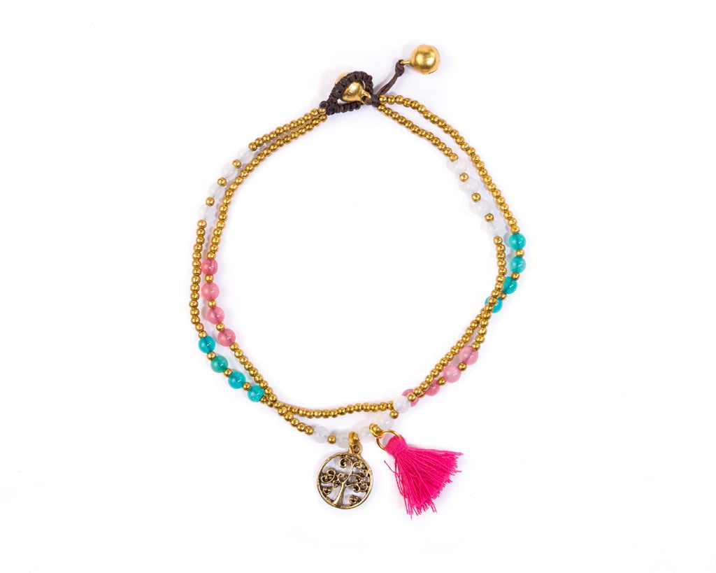 Anklet  -  Tree Of Life Pink