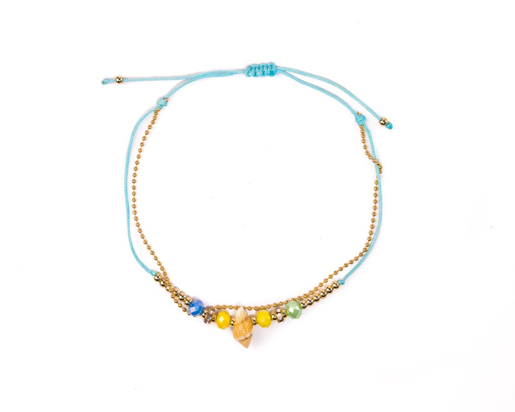 Anklet - Double Strand Blue Seashell Anklet