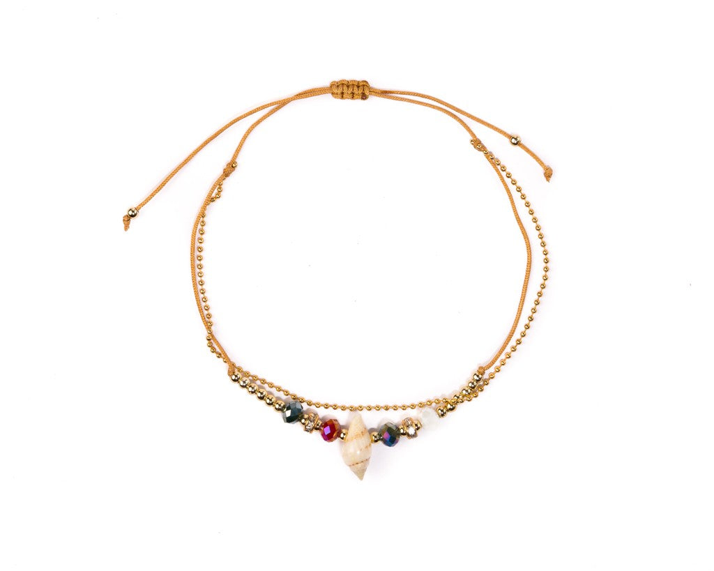 Anklet - Double Strand Brown Seashell Anklet