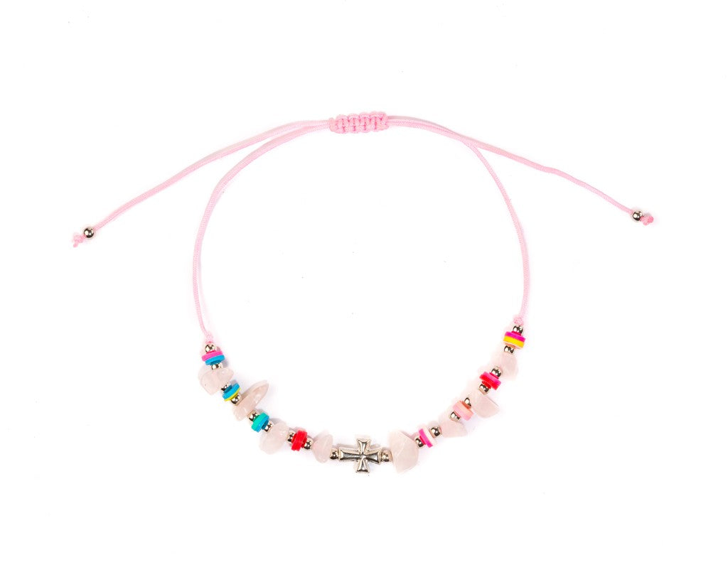 Anklet - Pink String Cross Anklet