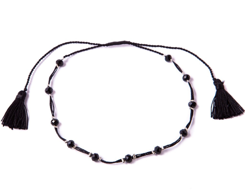 Anklet  - Black Briolette String Anklet - boom-ibiza