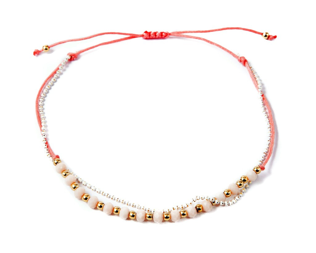 Anklet  - White Briolette Double Cord
