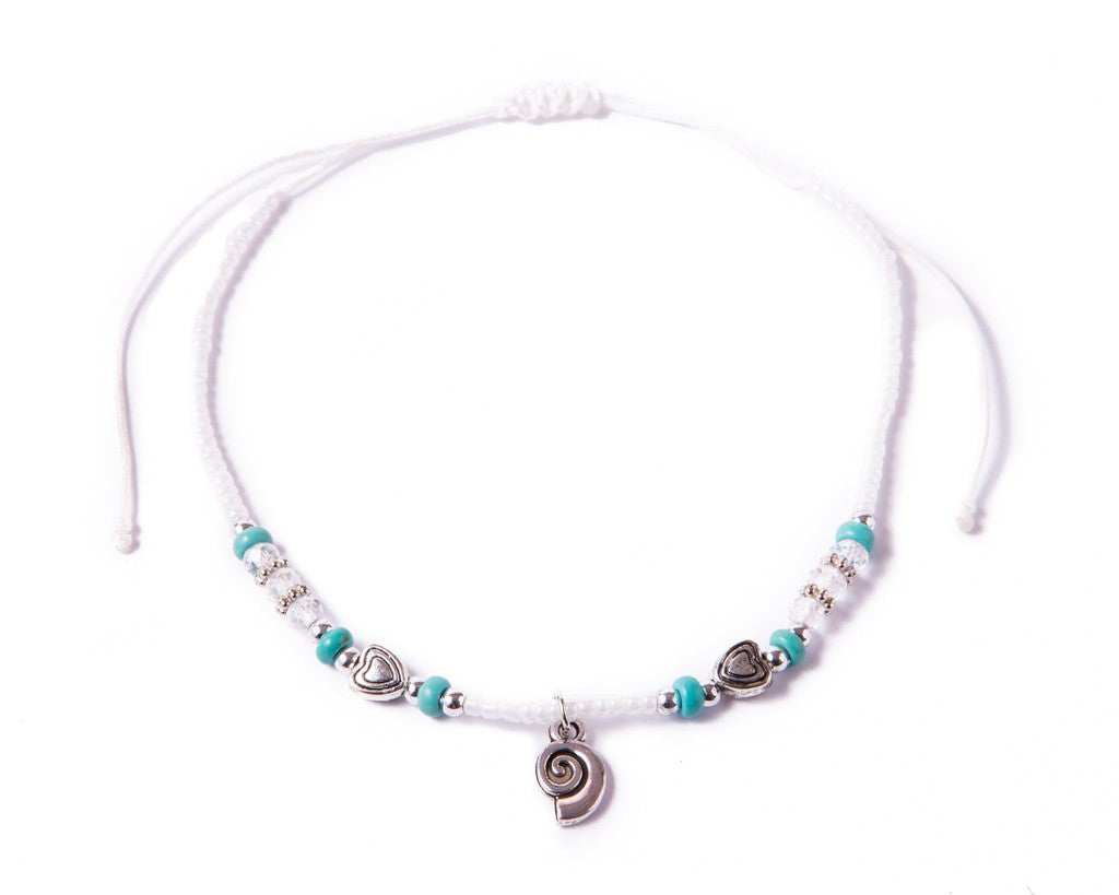 Anklet  -  String Cord Seashell Charm - boom-ibiza