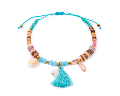 Anklet  -  String Cord Deep-Sea Wooden Beads - boom-ibiza