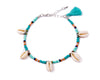 Anklet  - Turquoise Beads Seashell - boom-ibiza