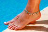 Anklet  - Turquoise Beads Spiral Charms - boom-ibiza