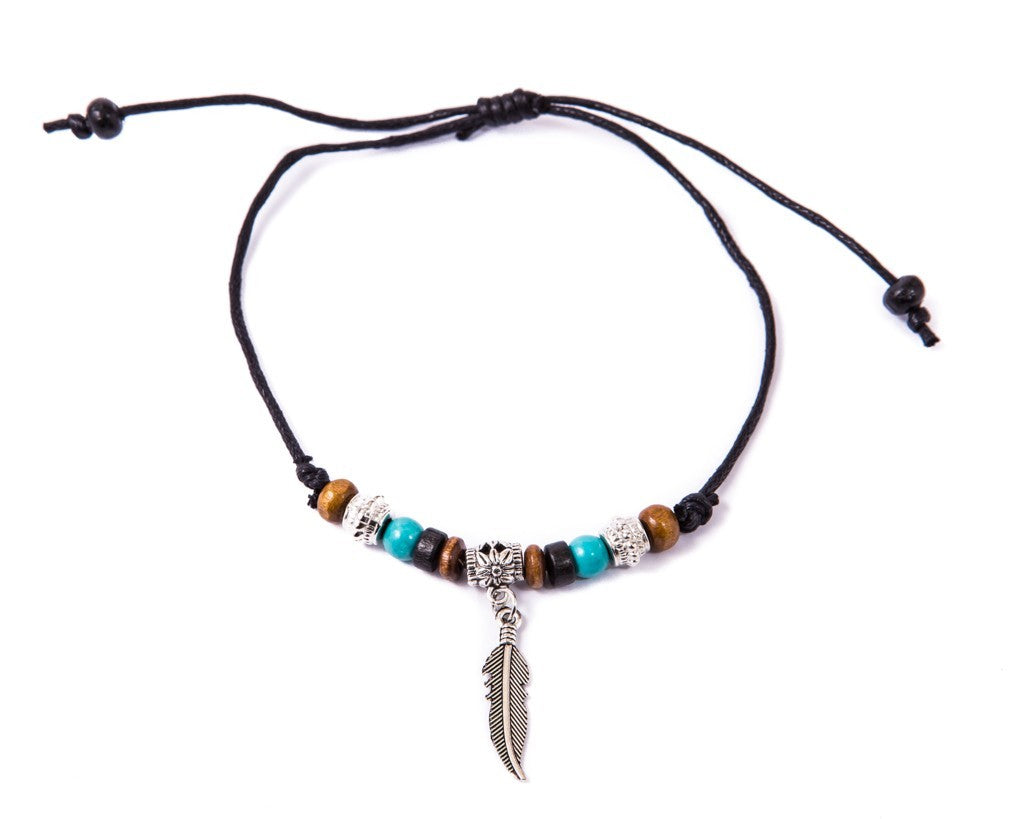 Anklet  -  String Cord Feather Charm