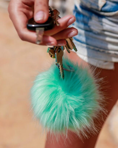 Keychain Furry Pompom Charm - Gray - boom-ibiza
