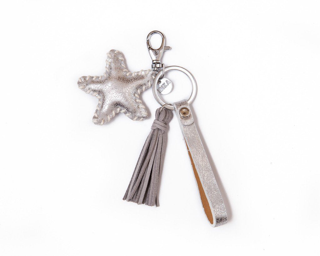 Keychain star tassel Charm - gray