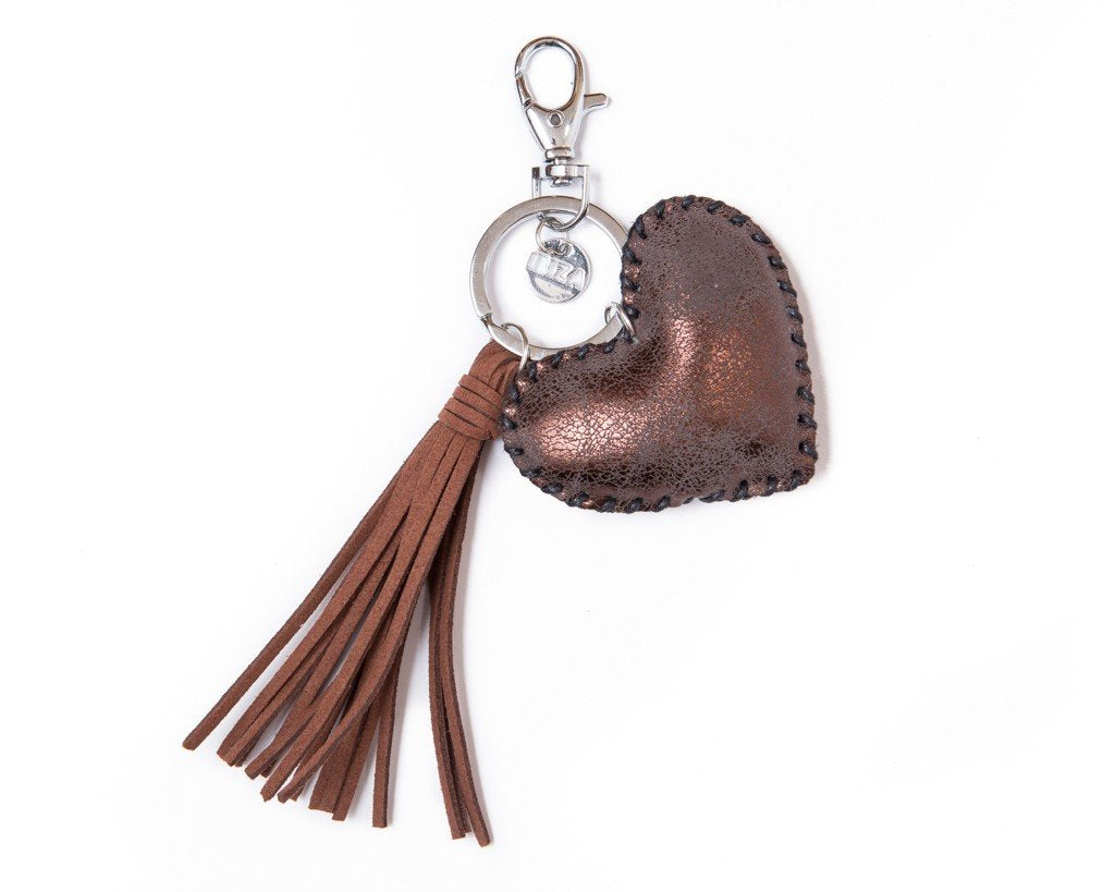Keychain heart tassel Charm - brown