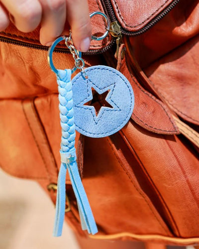 Keychain star medal tassel Charm - Blue - boom-ibiza
