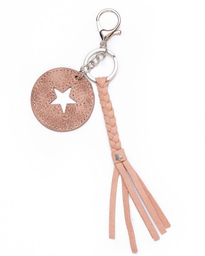 Keychain star medal tassel Charm - cream - boom-ibiza