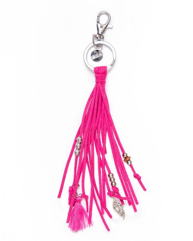 Keychain Leather Stripe - Pink - boom-ibiza