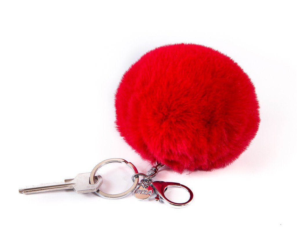 Keychain Pompom Charm - deap red