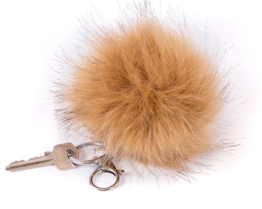 Keychain Furry Pompom Charm - Brown