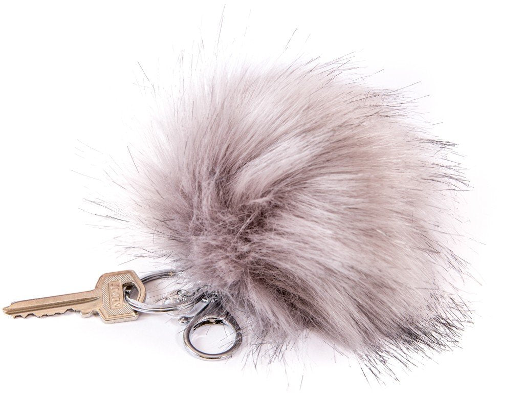 Keychain Furry Pompom Charm - Gray
