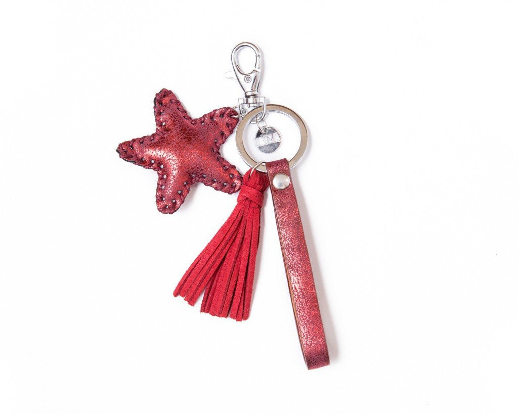 Keychain star tassel Charm - red
