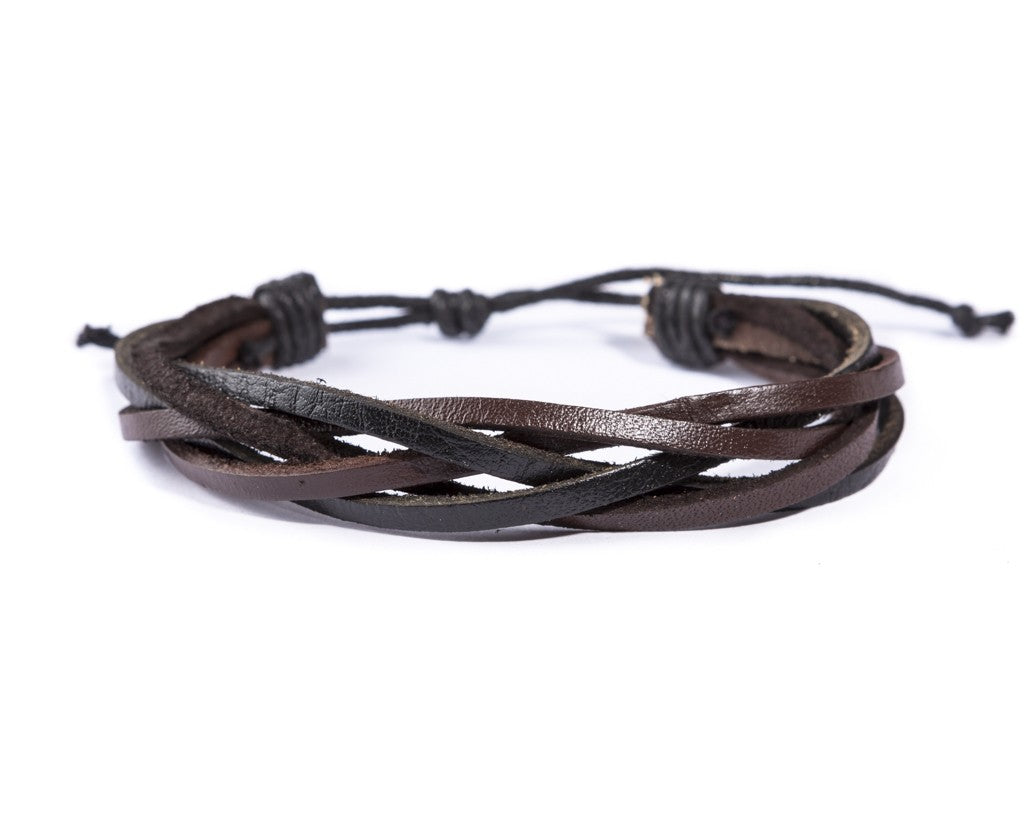 leather bracelet braided loose - mix