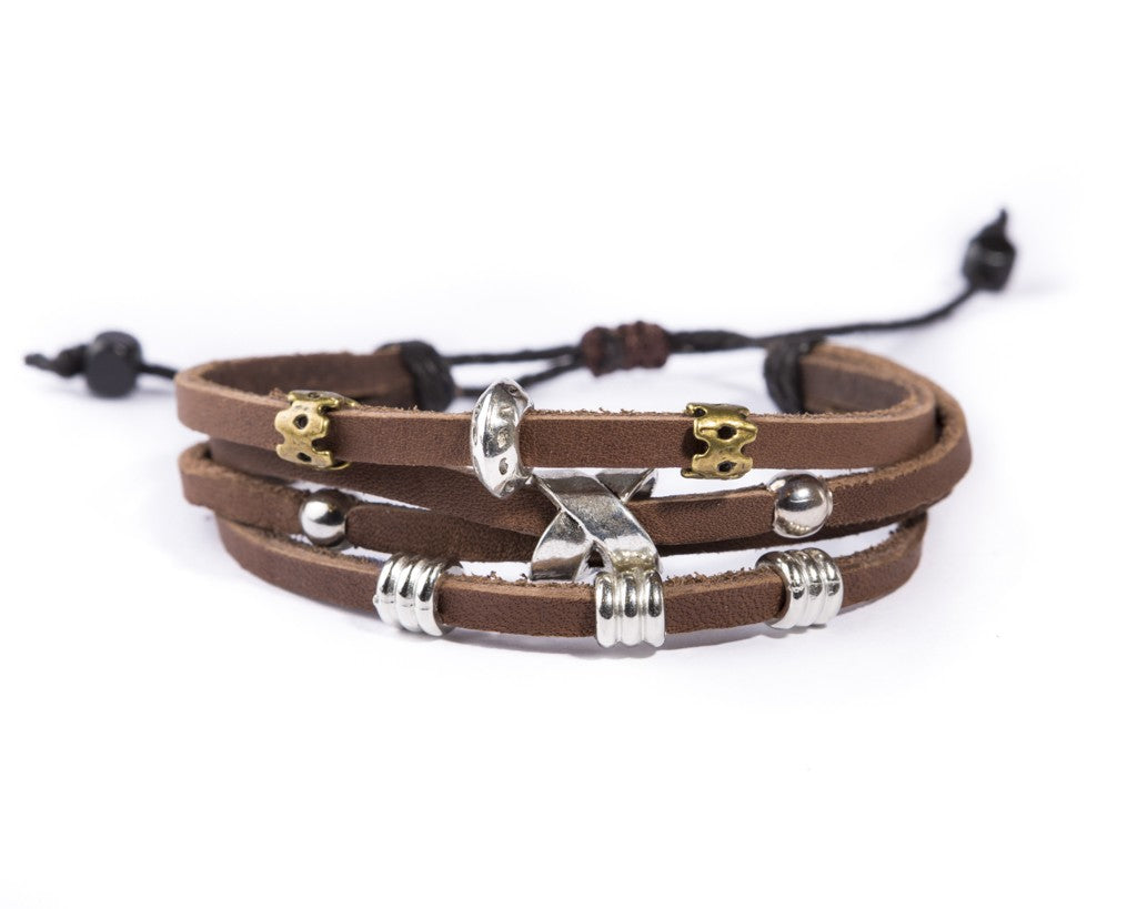 leather multistrand bracelet metallic bead - boom-ibiza