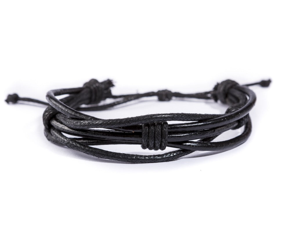 leather bracelet multistrand - moonless night - boom-ibiza
