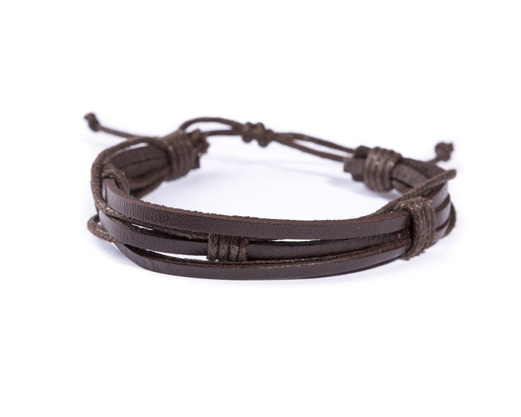 leather bracelet multistrand - brown