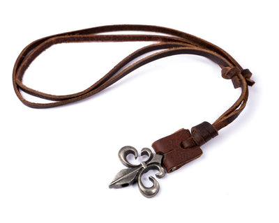Leather Necklace Spade Charm - boom-ibiza