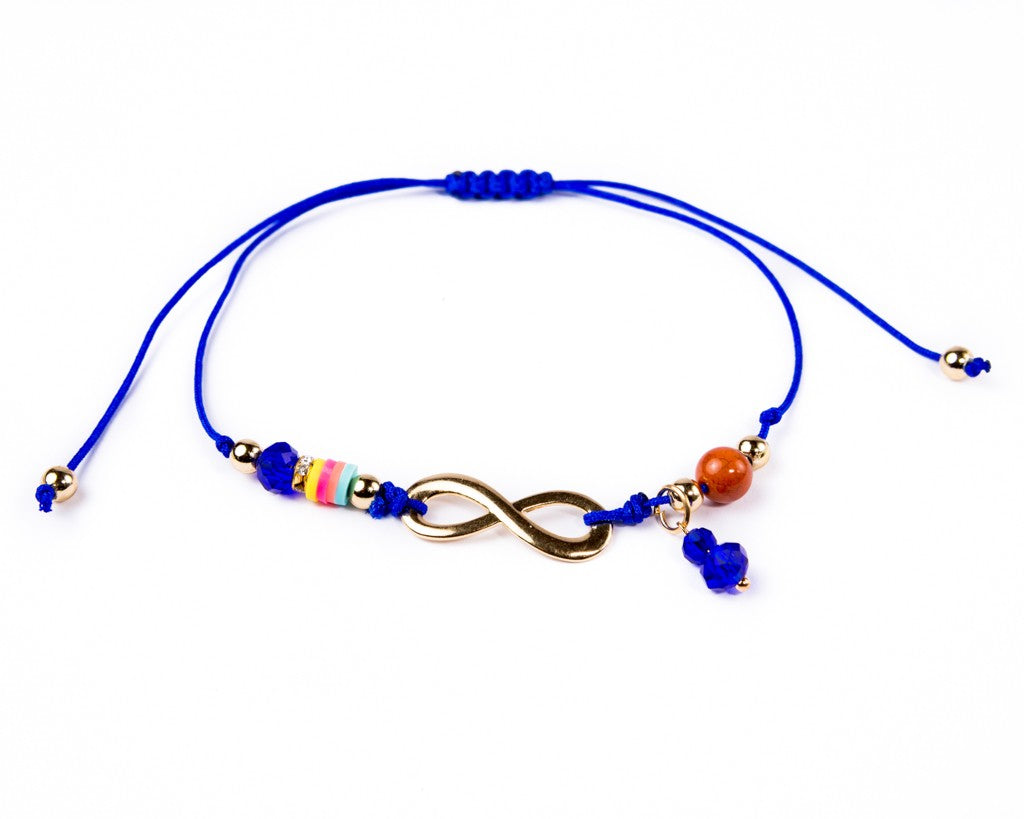 String Charm Bracelet - Blue Infinity - boom-ibiza