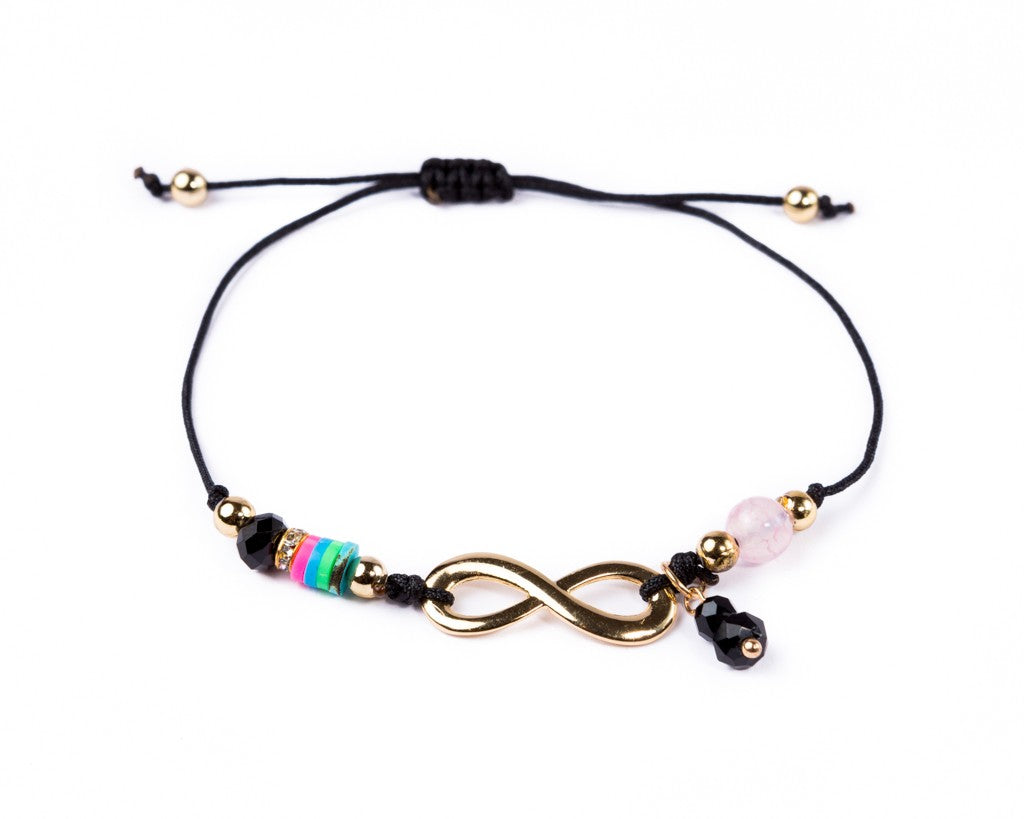 String Charm Bracelet - Black Infinity - boom-ibiza