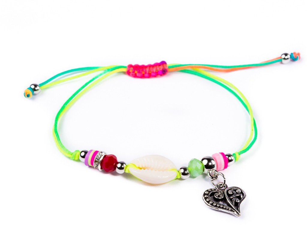 String Seashell Bracelet - Rainbow Heart - boom-ibiza