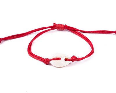 string seashell bracelet red - boom-ibiza