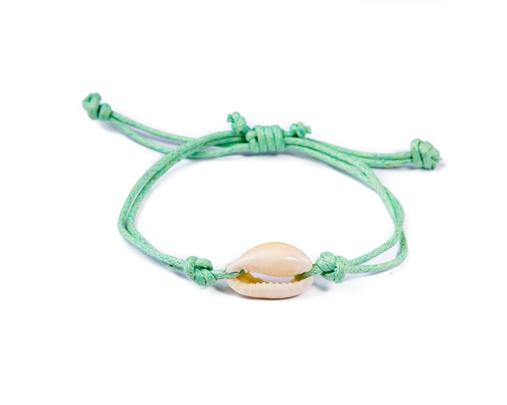 String Seashell Bracelet - green - boom-ibiza